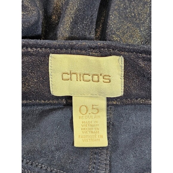 ALK Women's .5 Small Chico's Faux-Suede Knit Pants Stretch Slim Leg Denim Slacks - Picture 5 of 7